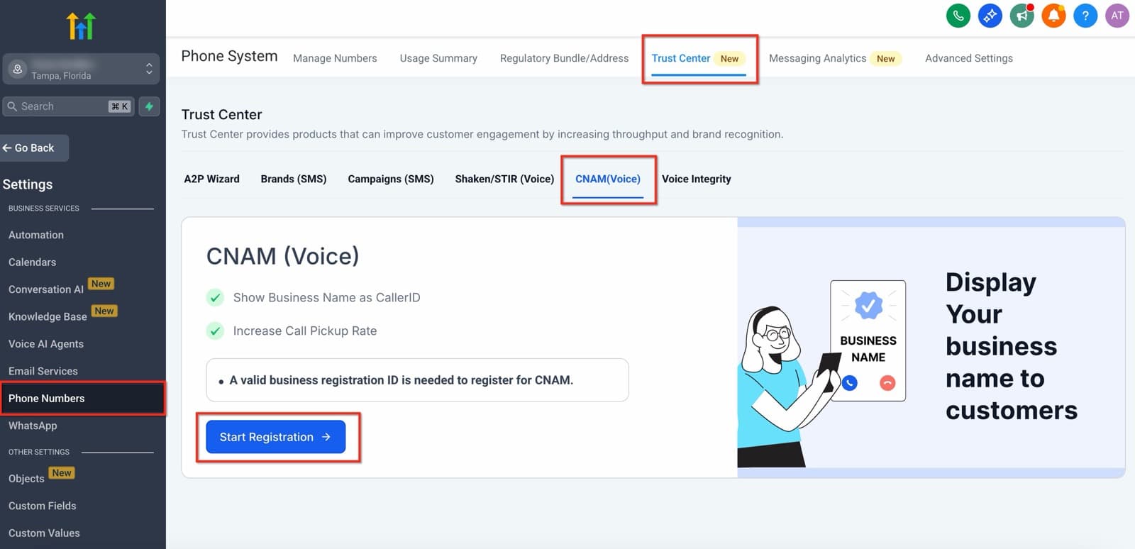 El registro del identificador de llamada se hace desde la configuración del sistema telefónico: se completa una vez, pide un identificador de inscripción del negocio, y a partir de ahí quien recibe la llamada ve el nombre en vez del número pelado.